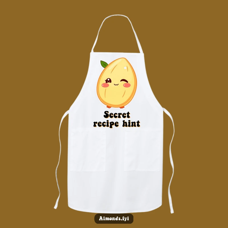 Funny Apron: Winking Almond Character, Playful Kitchen Secret Gift