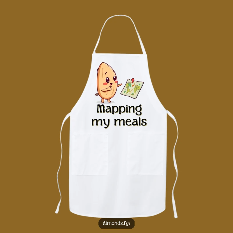 Funny Curious Almond Chef's Map Apron - Cook Up Some Adventure!