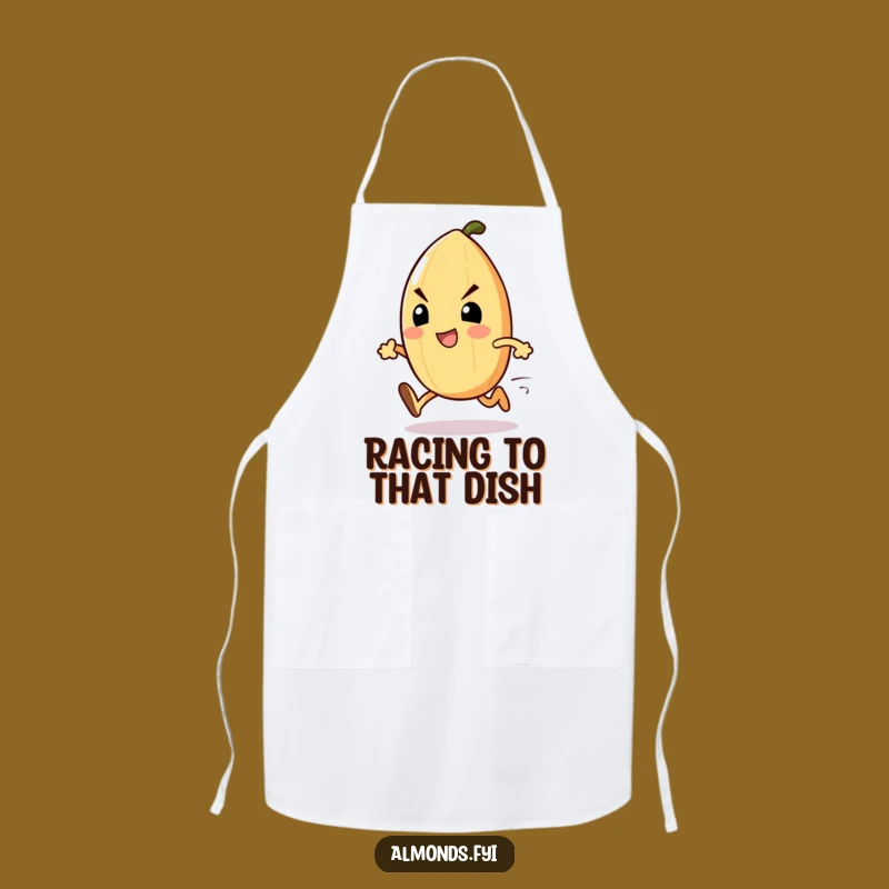 Funny Chef Almond Runner Apron: Determined Nut Kitchen Sprint, Hilarious Gift!