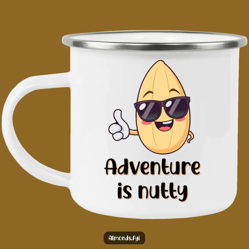 Funny Thumbs Up Almond Camping Mug: Rugged Nutty Character for Outdoor Fun