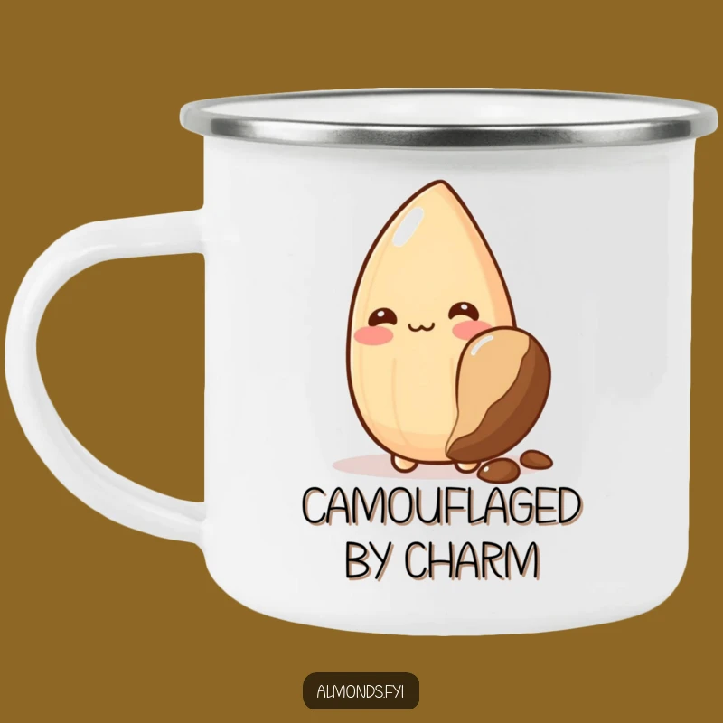 Funny Blushing Almond Enamel Mug: Shy Sips for Cozy Campfires
