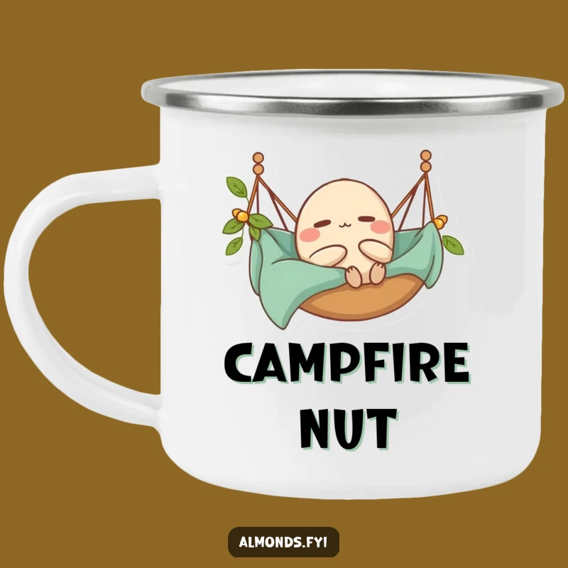 Funny Relaxed Almond Camping Mug - Happy Sips in Nature Gift