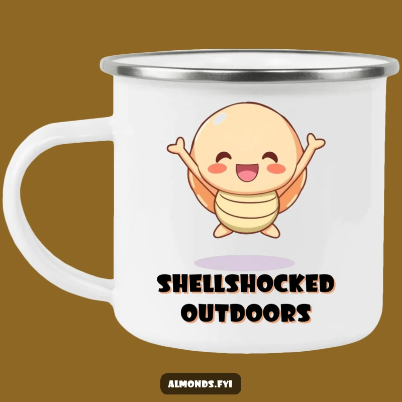 Funny Adventure Shell Character Camping Mug - Happy Sips by the Fire Gift