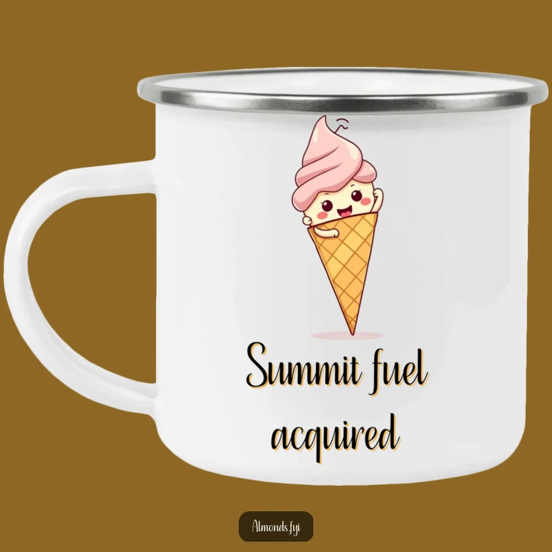 Funny Almond Ice Cream Climb Enamel Mug: Adventure Fuel for Nutty Climbers