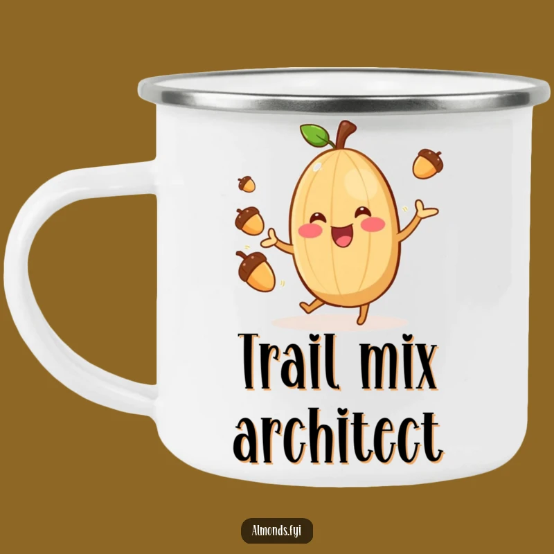 Funny Camp Almond Juggler Mug: Cheerful Nut Drinkware, Outdoor Fun Gift!