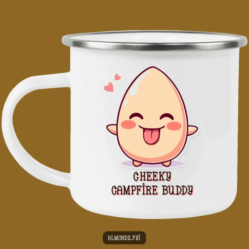 Funny Cheeky Almond Camping Mug, Tongue Out Camp Cup, Outdoor Funny Gift