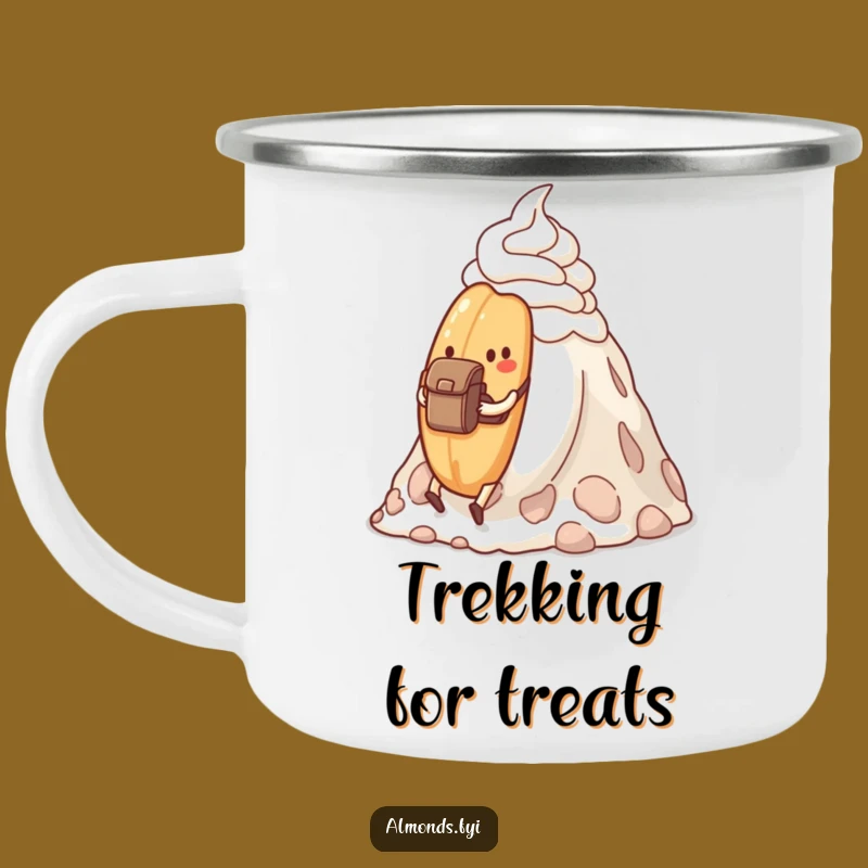 Funny Determined Almond Hike Camping Mug - Outdoor Adventure Enamel Cup