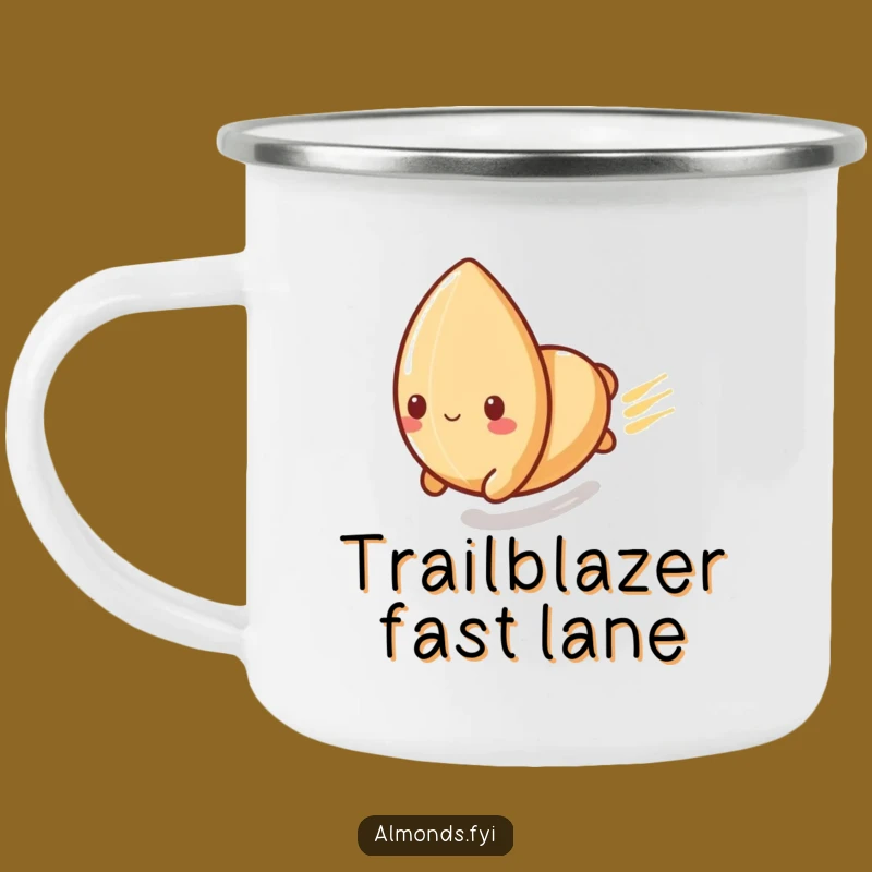 Funny Enamel Camping Mug: Playful Almond's Speed Slide, Rugged and Funny Thrill Gift