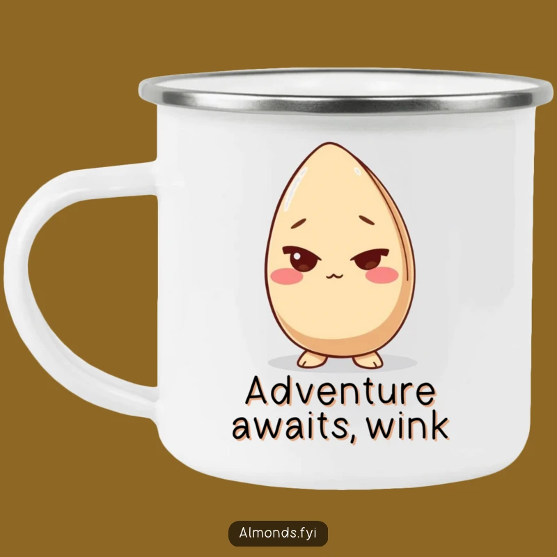 Funny Giggling Almond Wink Camping Mug - Adventure Fuel with a Nutty Kick!