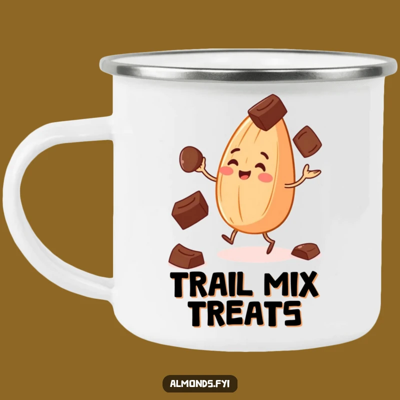 Funny Juggling Almond Camping Mug: Sweet Adventures Gift