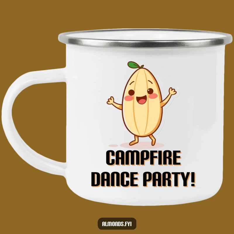 Funny Playful Almond Sprinkle Dance Camping Mug: Groovy Nut's Trail Moves - Adventure Gift!