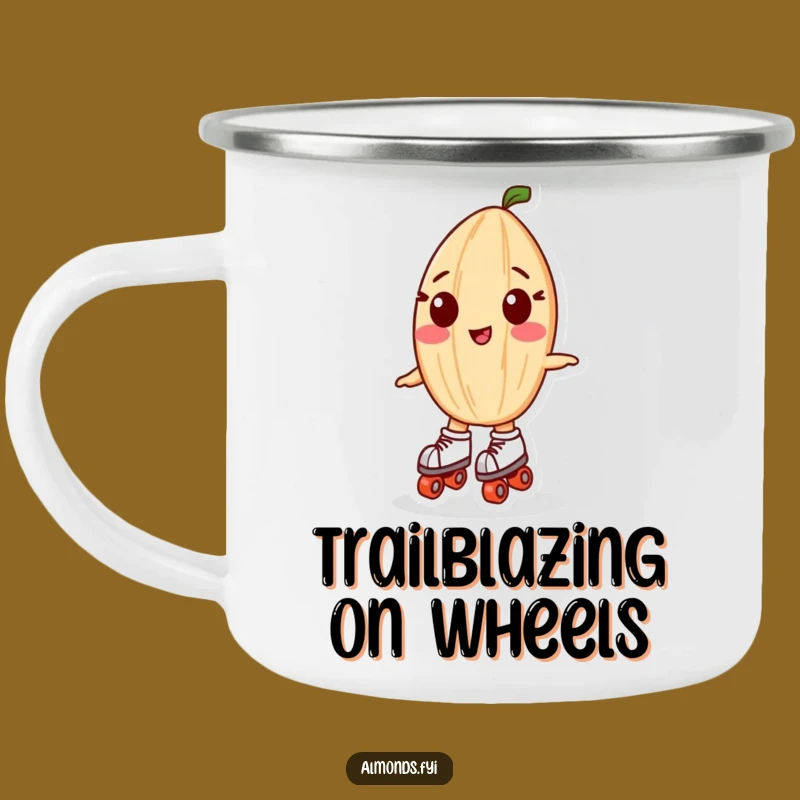 Funny Portable Almond Mug: Playful Roller Skating Character Camp Gift