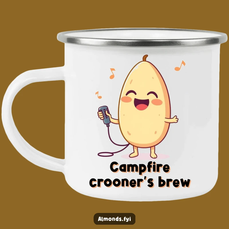 Funny Singing Almond Camping Mug, Joyful Microphone Camp Cup, Outdoor Funny Gift