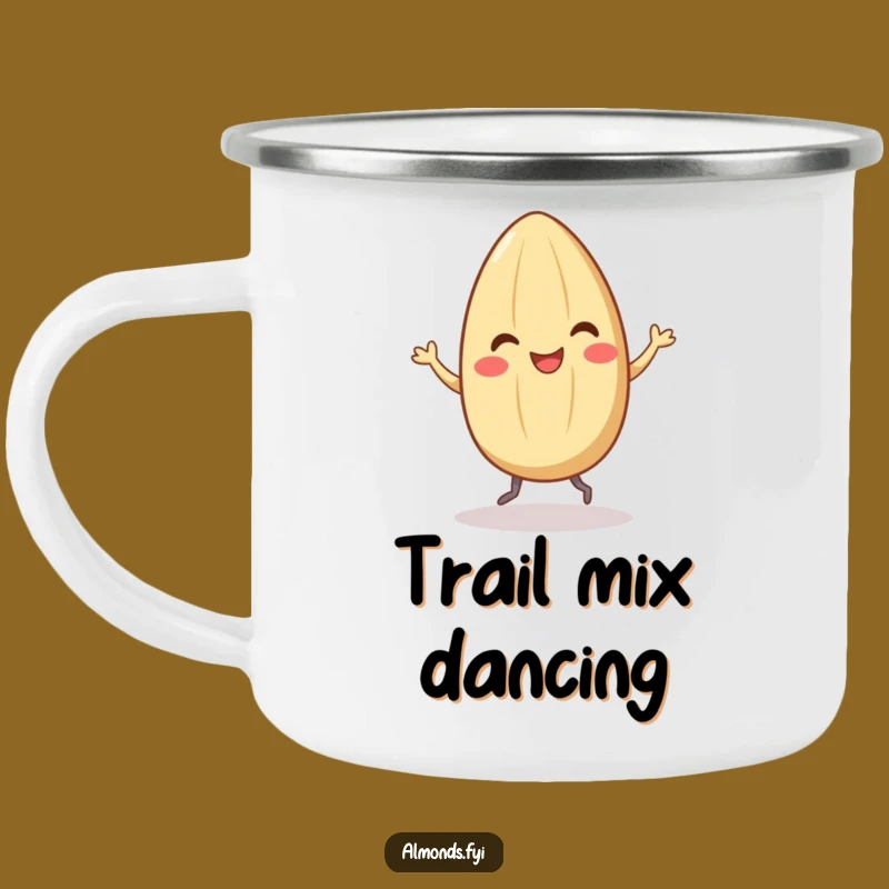 Funny Smiling Almond Dance Camping Mug - Hilarious Outdoor Gift for Campers