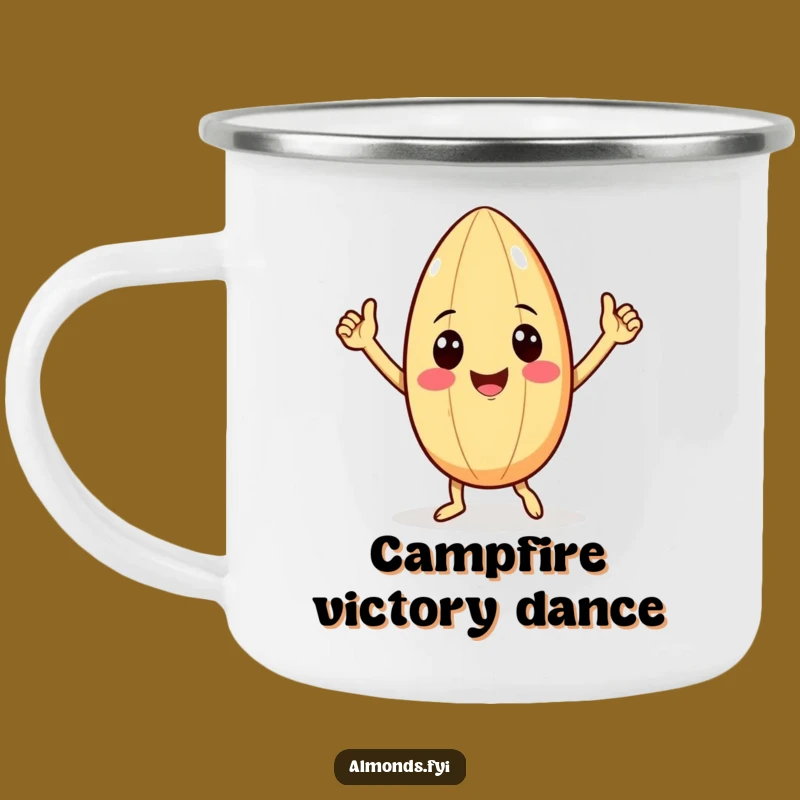 Funny Victory Almond Camping Mug - Dance Around the Fire, Hilarious Outdoors!