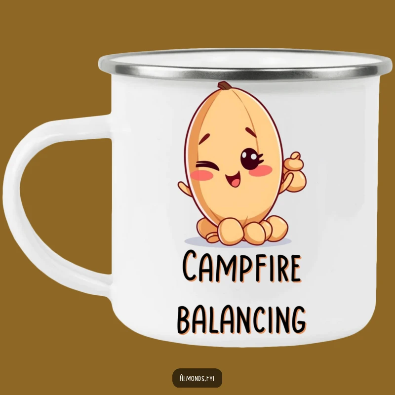 Funny Winking Almond Campfire Mug - Balance Your Brew Outdoors!