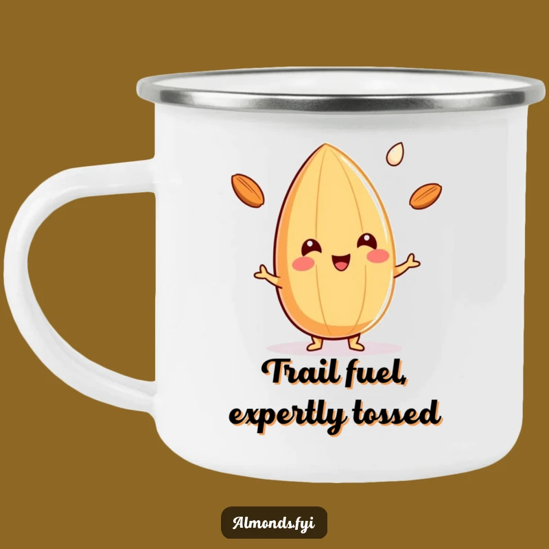 Funny Almond Milk Juggler Camping Mug: Cheerful Nut's Outdoor Brew - Adventure Gift!