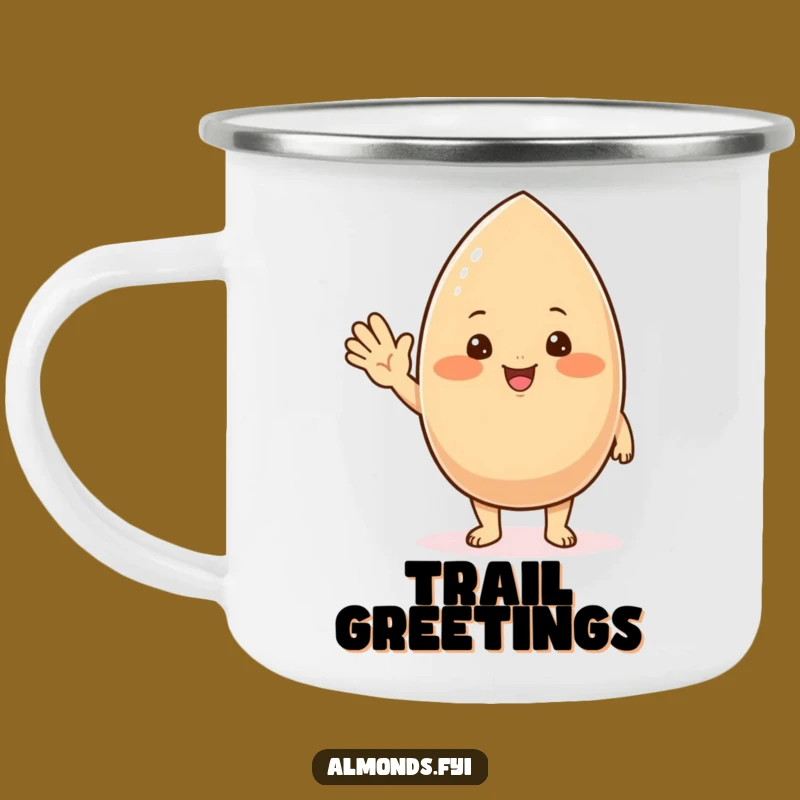 Funny Waving Almond Camping Mug - Outdoor Chubby Nutty Greeting Gift