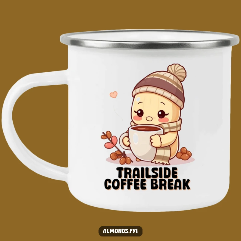 Funny Cozy Almond Coffee Camping Mug - Outdoor Winter Enamel Cup