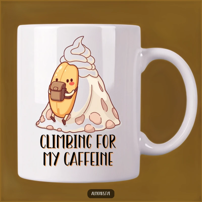 Funny Determined Almond Mountain Hike Mug - Adventurous Nut Coffee Cup Gift