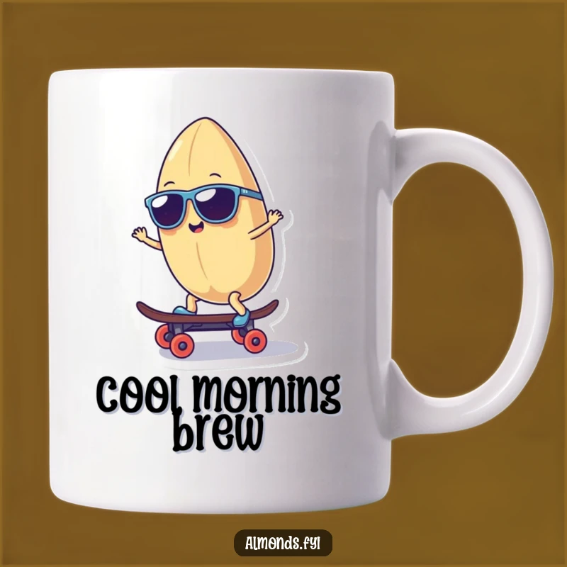 Funny Cool Almond Character Mug - Rad Skater Dude Gift!