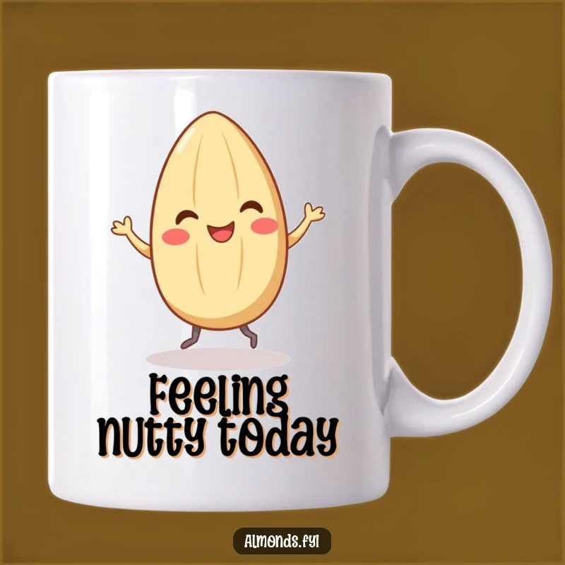 Funny Smiling Almond Dance Mug - Hilarious Gift for Nutty Fun Lovers