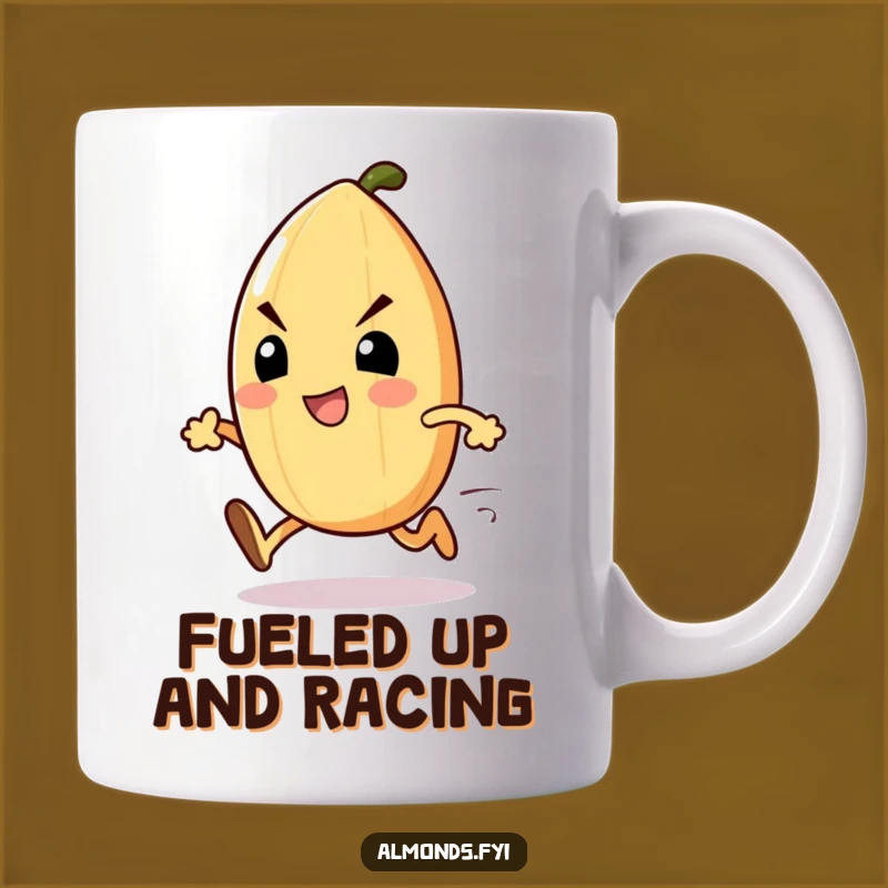 Funny Sprinting Almond Mug: Determined Nut Runner, Perfect Gift!