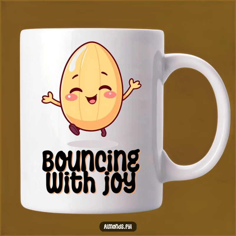 Funny Bouncing Almond Mug: Giggling Character's Joyful Energy Gift