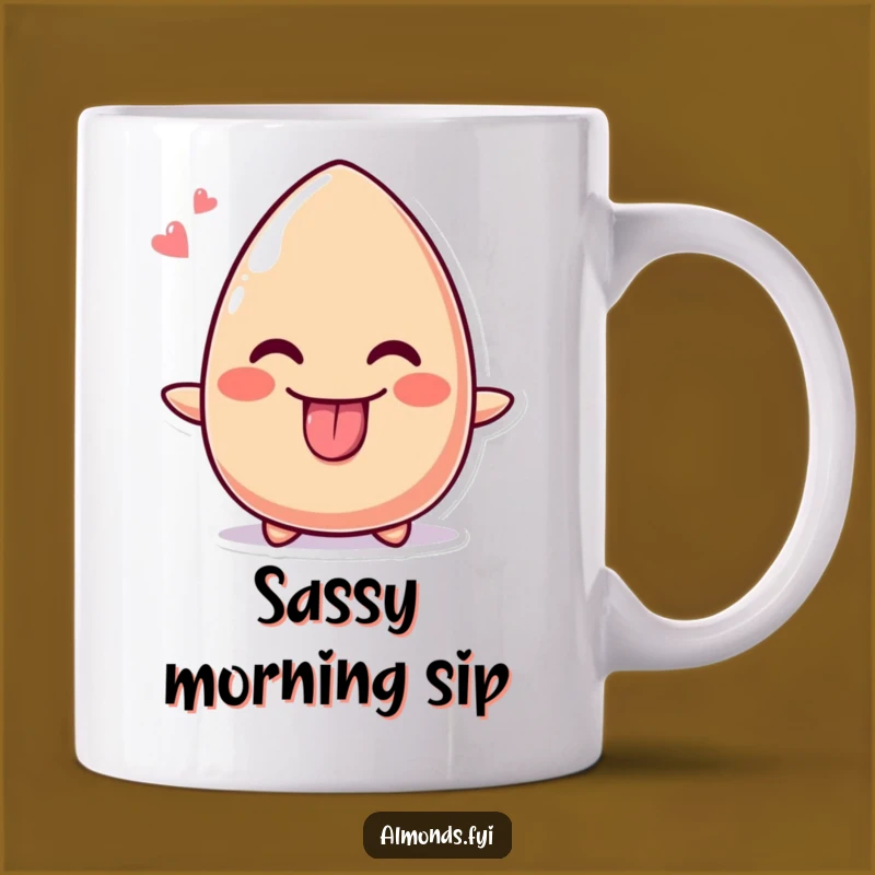 Funny Cheeky Almond Mug, Tongue Out Grin, Perfect Funny Gift Idea