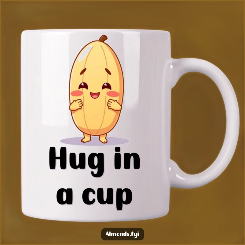 Funny Hugging Almond Mug - Cheerful Nut Giving Warm Hugs, Perfect Gift!