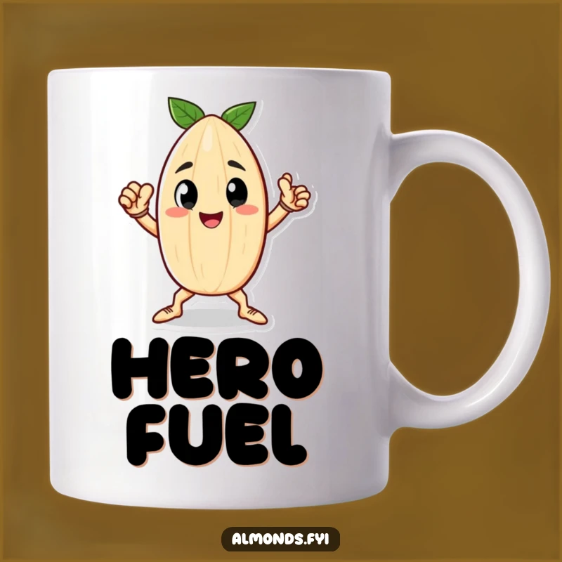Funny Heroic Almond Mug - Mighty Nutty Character Pose Gift Idea