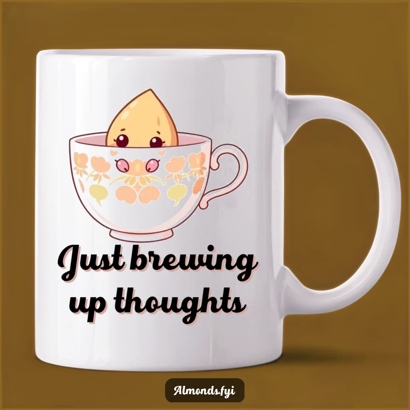 Funny Curious Almond Teacup Mug: Peeking Nut's Surprise - Perfect Gift!