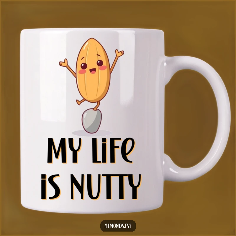 Funny Almond Balancing Act Mug - Hilarious Nutty Balance Joke Gift