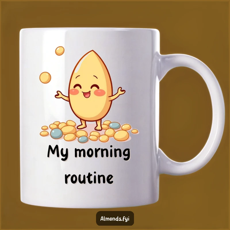 Funny Juggling Almond Mug: Giggling Nutty Character Gift for Lively Mornings