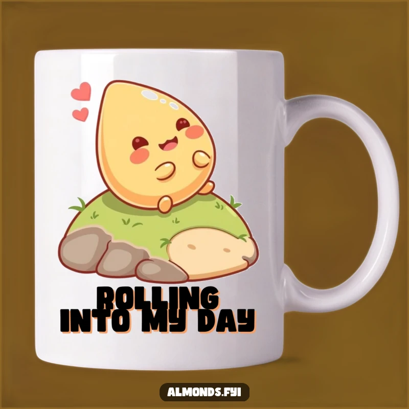 Funny Rolling Almond Mug: Giggling Nut Character Fun, Perfect Gift!