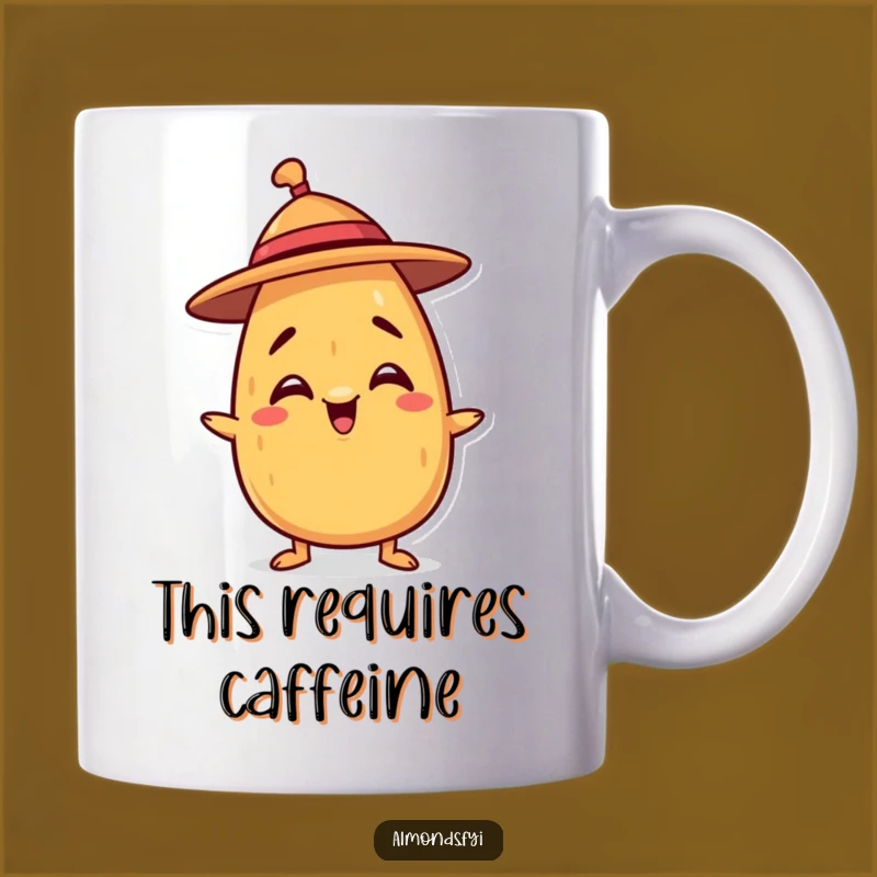 Funny Balancing Hat Almond Mug: Mischievous Nutty Character Gift for Giggles