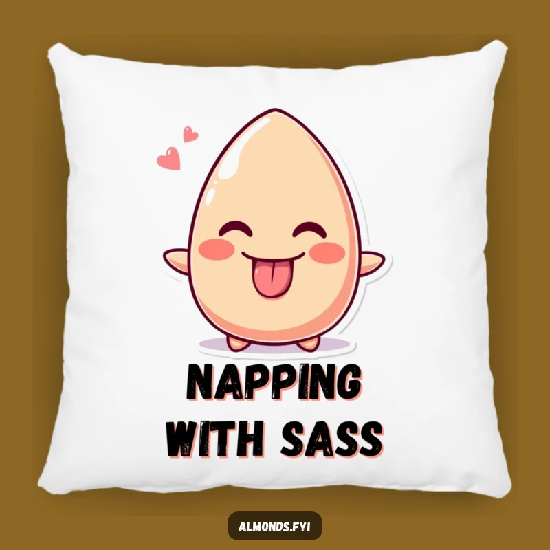 Cozy Funny Cheeky Almond Pillow, Tongue Out Cushion, Comfy Funny Gift