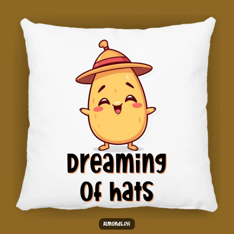 Funny Balancing Hat Almond Pillow: Cozy Nutty Character for Playful Lounging
