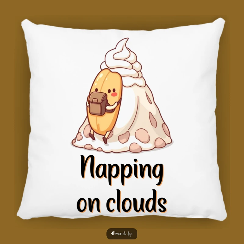 Funny Determined Almond Hike Pillow - Cozy Adventure Couch Cushion