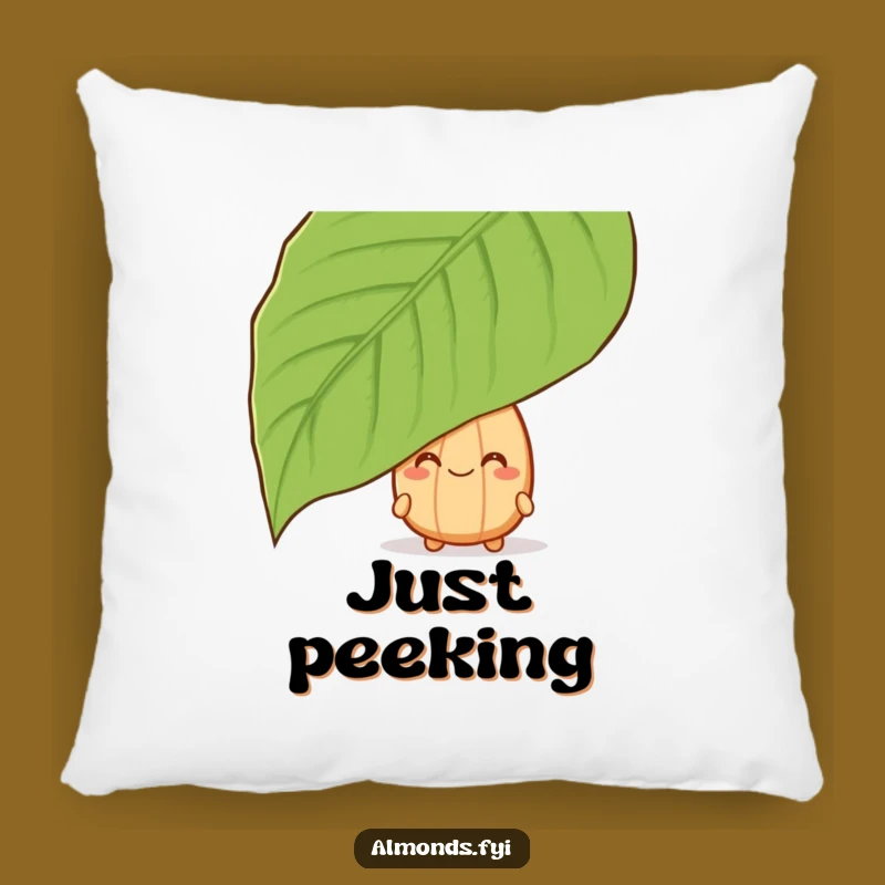 Funny Peeking Almond Pillow - Cozy Nutty Leaf Surprise Cushion Gift