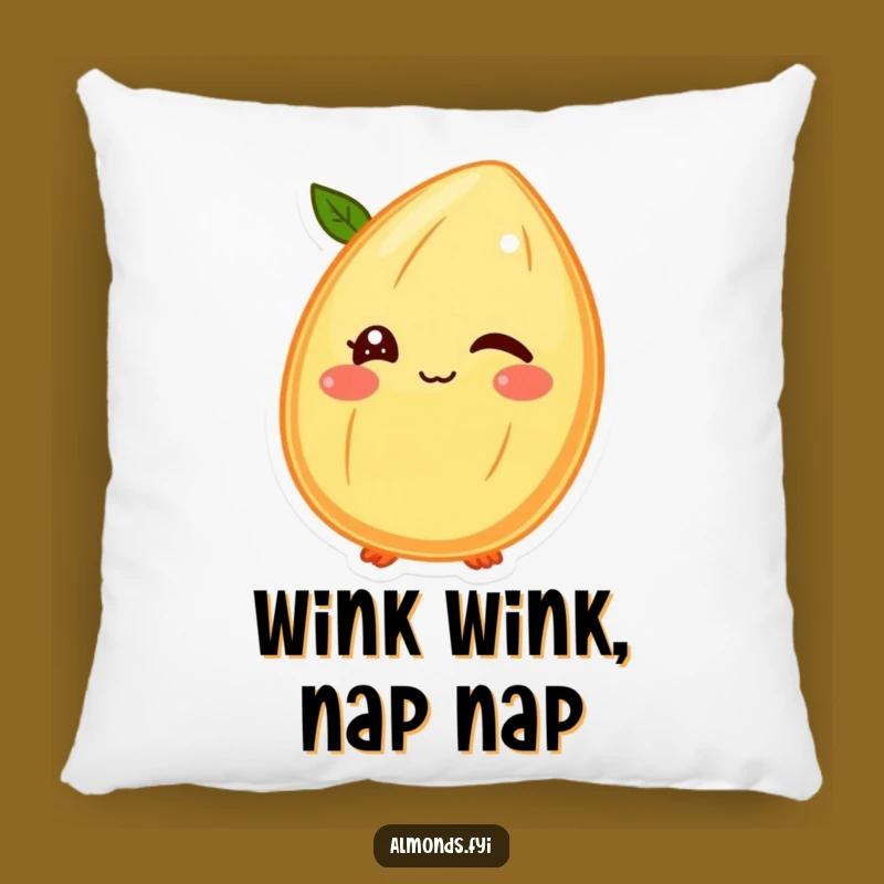 Funny Pillow: Winking Almond Character, Cozy and Playful Decor Gift
