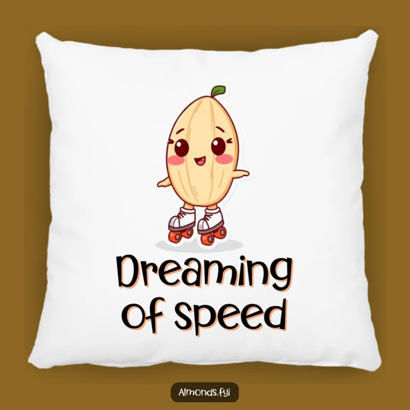 Funny Playful Almond Pillow: Cozy Roller Skating Character Comfort Gift