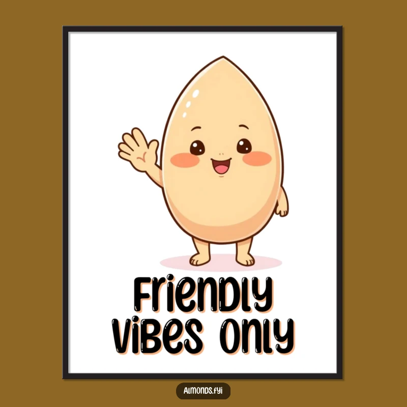Funny Waving Almond Digital Print - Instant Chubby Nutty Decor Gift