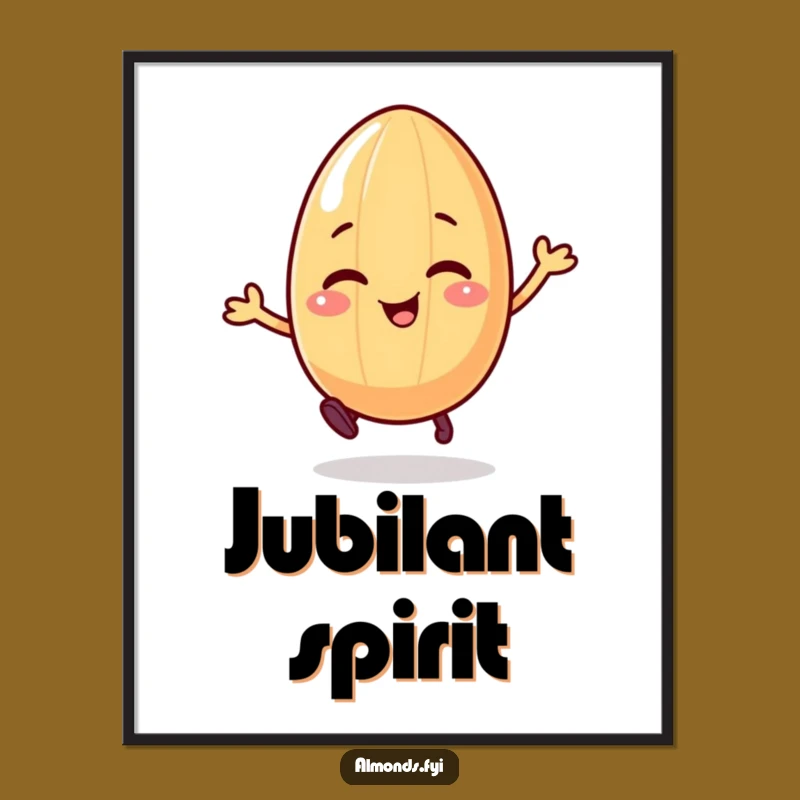 Funny Bouncing Almond Art Print: Giggling Character's Joyful Decor