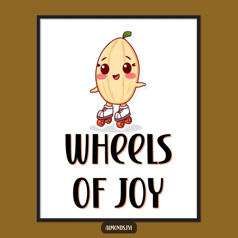Funny Digital Almond Art: Playful Roller Skating Character Print Gift