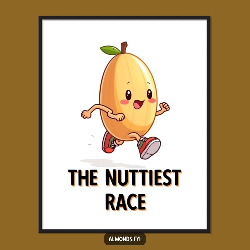 Funny Running Almond Digital Art - Tiny Sneakers Race Day Decor
