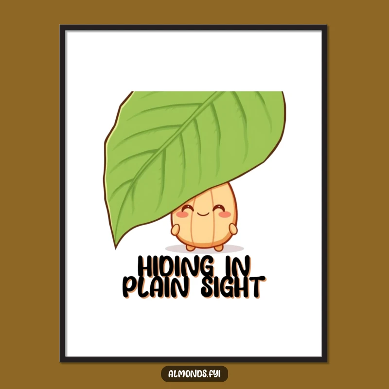 Funny Peeking Almond Digital Print - Instant Nutty Leaf Decor Gift