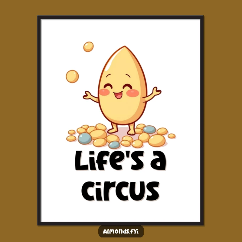 Funny Juggling Almond Digital Print: Nutty Art for Instant Cheer