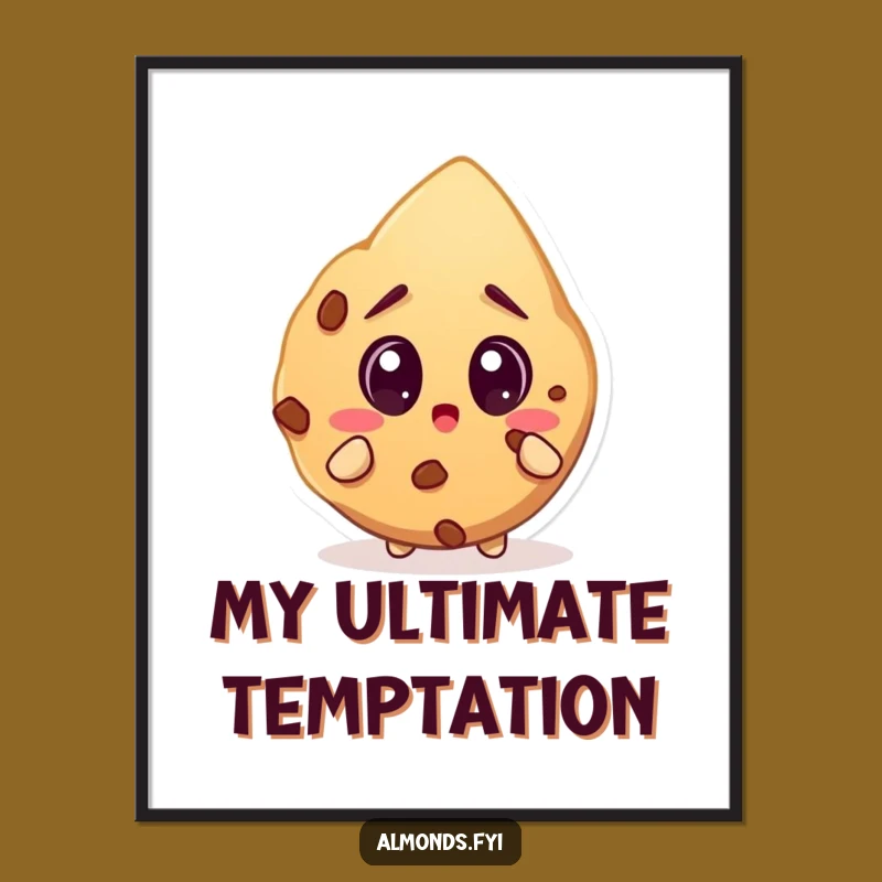 Funny Surprised Almond Cookie Digital Art: Shocked Nut's Whimsy - Instant Download Gift!