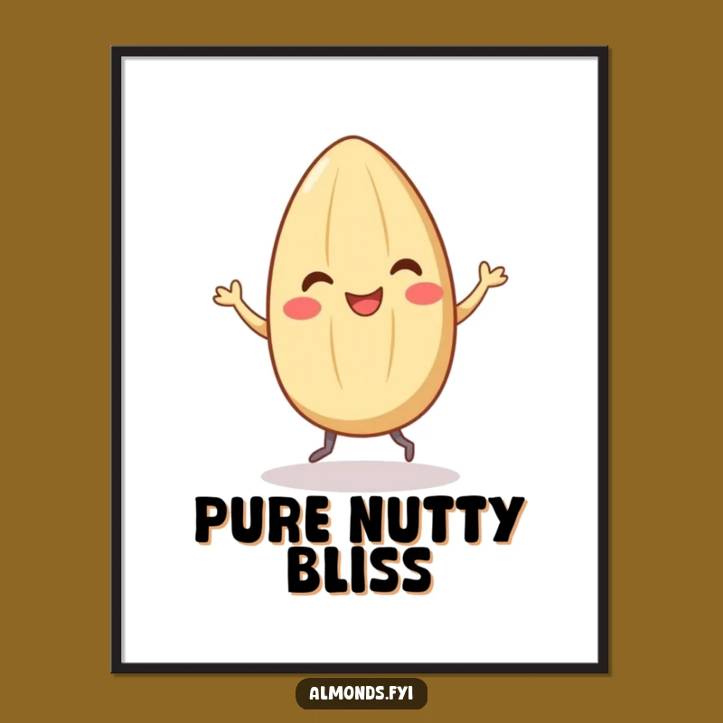 Funny Smiling Almond Dance Art Print - Instant Hilarious Decor Gift